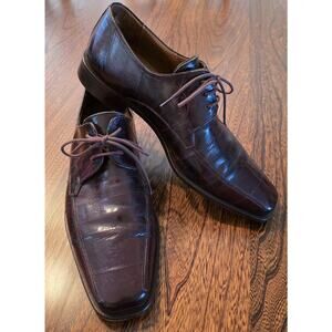 MEZLAN Platinum Dinan Eel Skin Derby Brown Redwood Dress Mens Shoes Sz 8.5